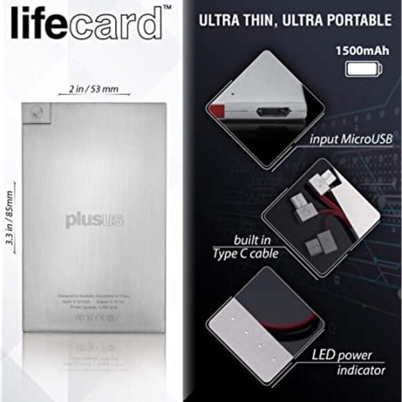 NEW PlusUS Lifecard Lighting Power Bank Credit Card Sized Phone Charger - Picture 10 of 12